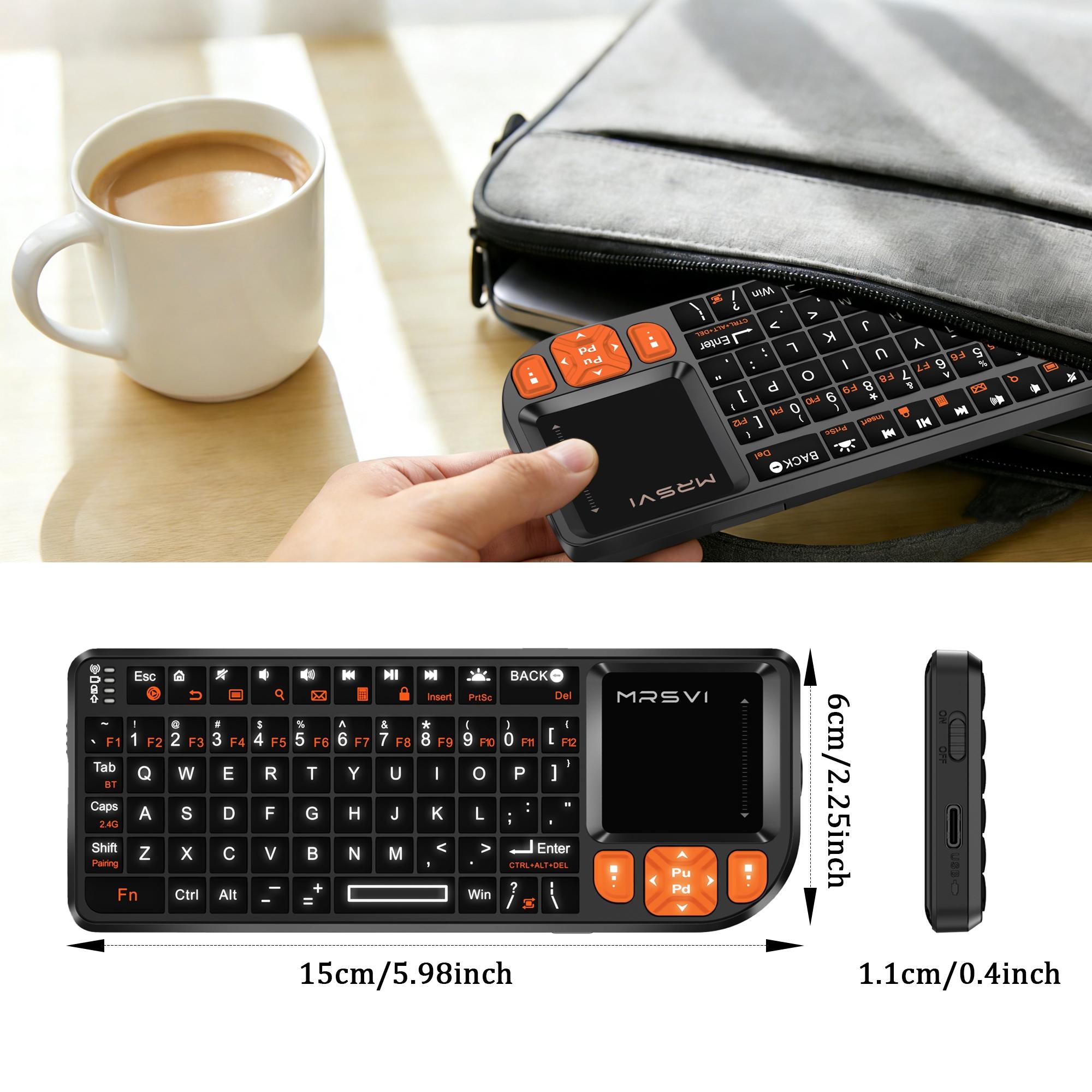 New Bluetooth-compatible Wireless Backlit Keyboard, 2.4g Mini Remote Control, Touchpad and Flashlight Function, Rechargeable Keyboard for Smart TV Computer Laptop