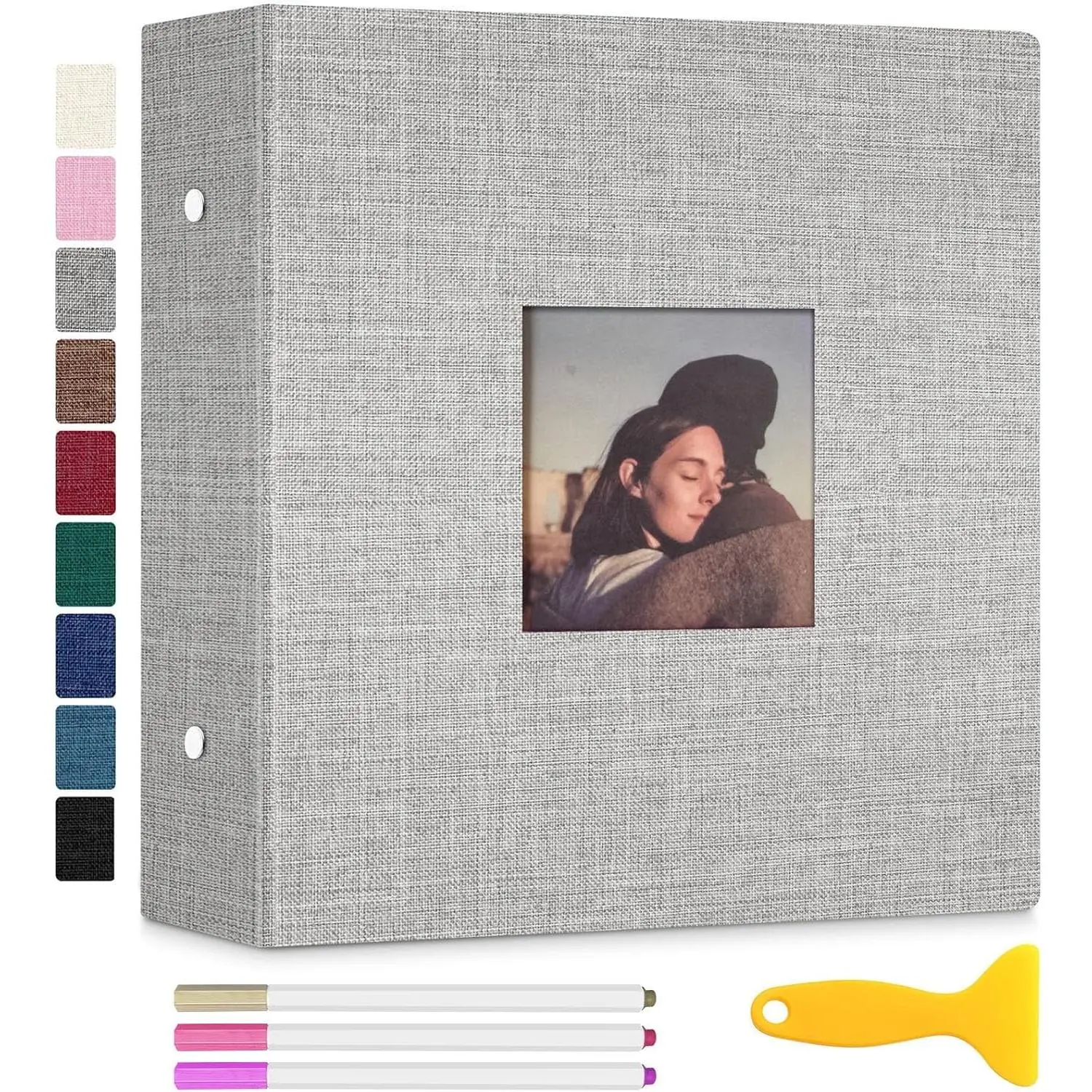 Self-Adhesive Photo Album with Picture Display Window, 3-Ring Scrapbook Album 60 Pages Holds 8x10 5x7 4x6 Photos, DIY Photo Book Perfect Gift for Family Wedding Baby(Gift)