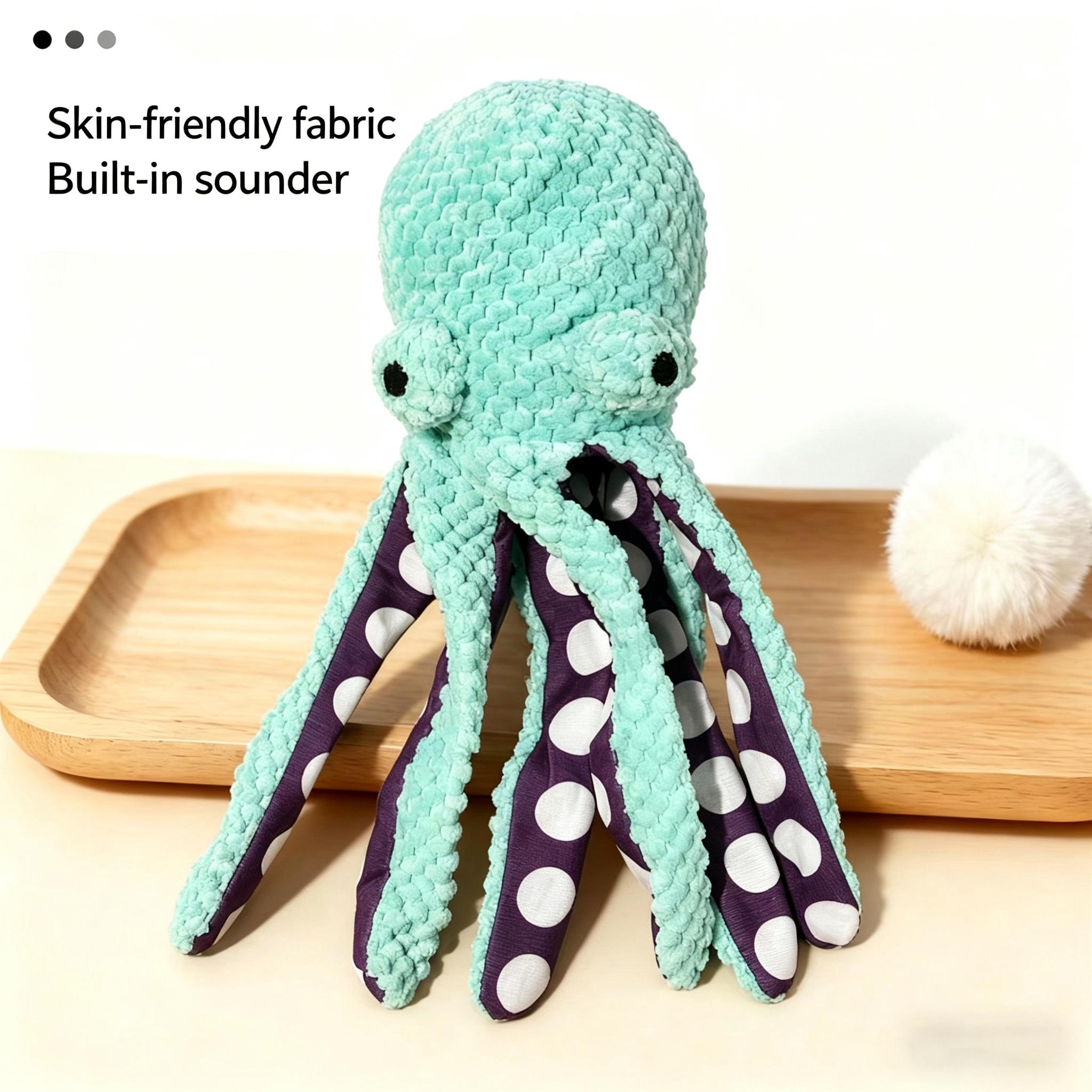 New plush pet dog toy with sound, crinkling paper, and realistic plush octopus design