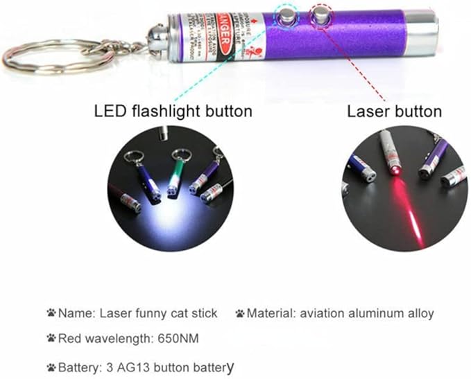 Cat Laser Toy Set - Red Dot Pointer & White LED Flashlight for Cats & Small Dogs | Interactive Chase Toy, Feather Teaser, and Training Pen
