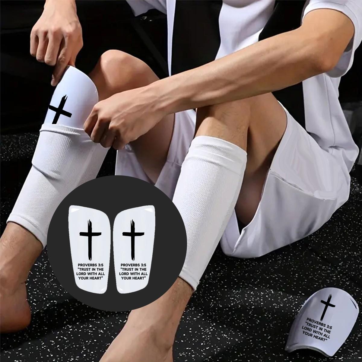 Bible Cross Leg Guards, High Elastic Buffer Material, Shock Absorption, Full Protection, Ergonomic Design, No Rubbing, Ideal for Soccer