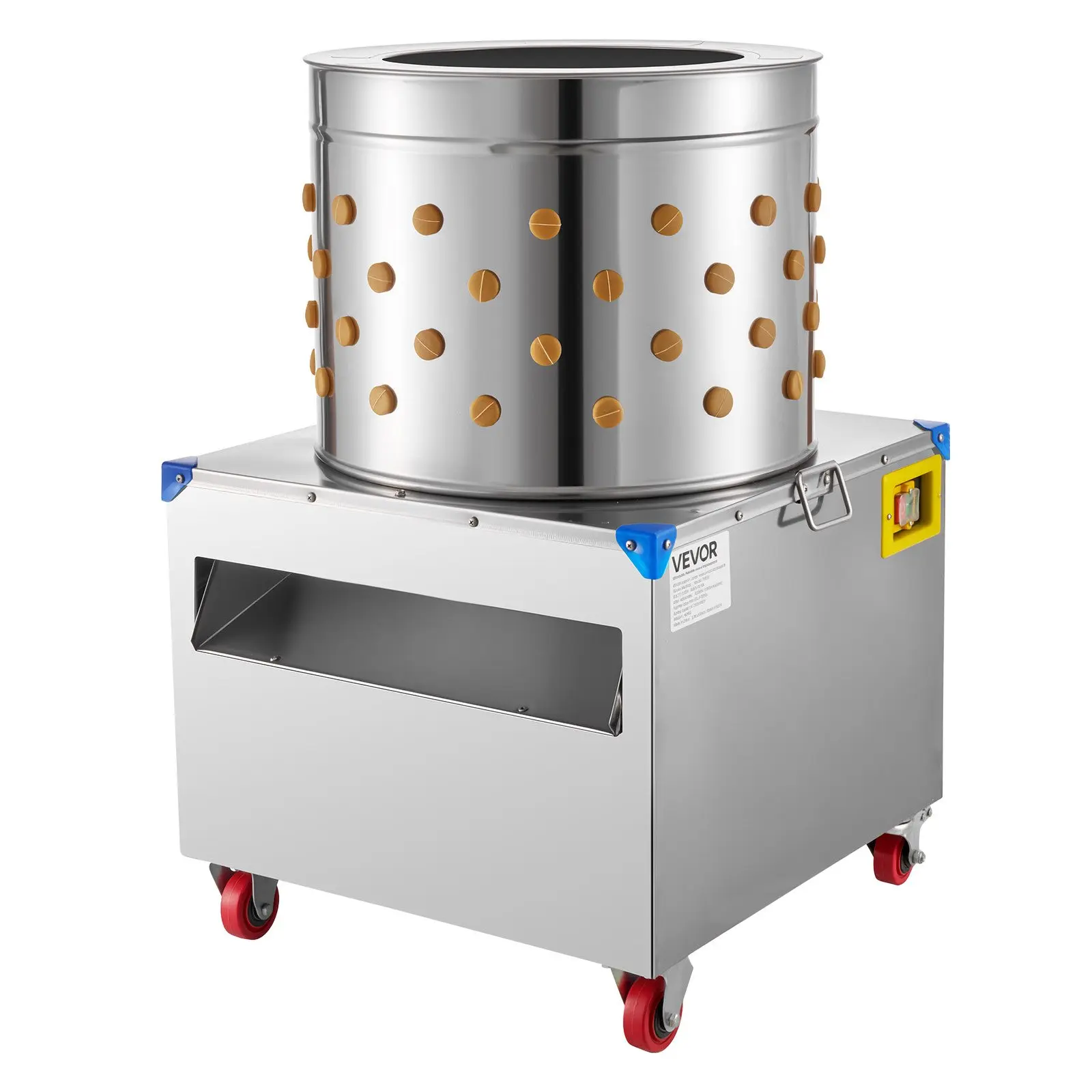 Chicken Plucker Machine, 19.7 in Drum, 2HP & 275RPM Electric Chicken Plucking Machine with 106 Soft Fingers & Transport Wheels, Stainless Steel Feather Remover for Processing 2-4 Chicks Once