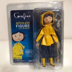 2026 hot item Laika Coraline 7 Inch Articulated Figure Pvc Poseable Collectible Puppet With Star Sweater Yellow Raincoat Striped Shirt