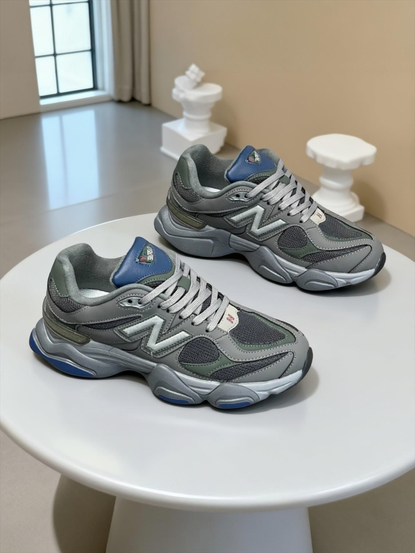 Unisex 9060 Dad Shoes, Trendy Patchwork Design, Thick Sole Anti-Slip Rubber Casual Sneakers, Sports Shoes, Square Toe, Medium Width, All-Season Comfort