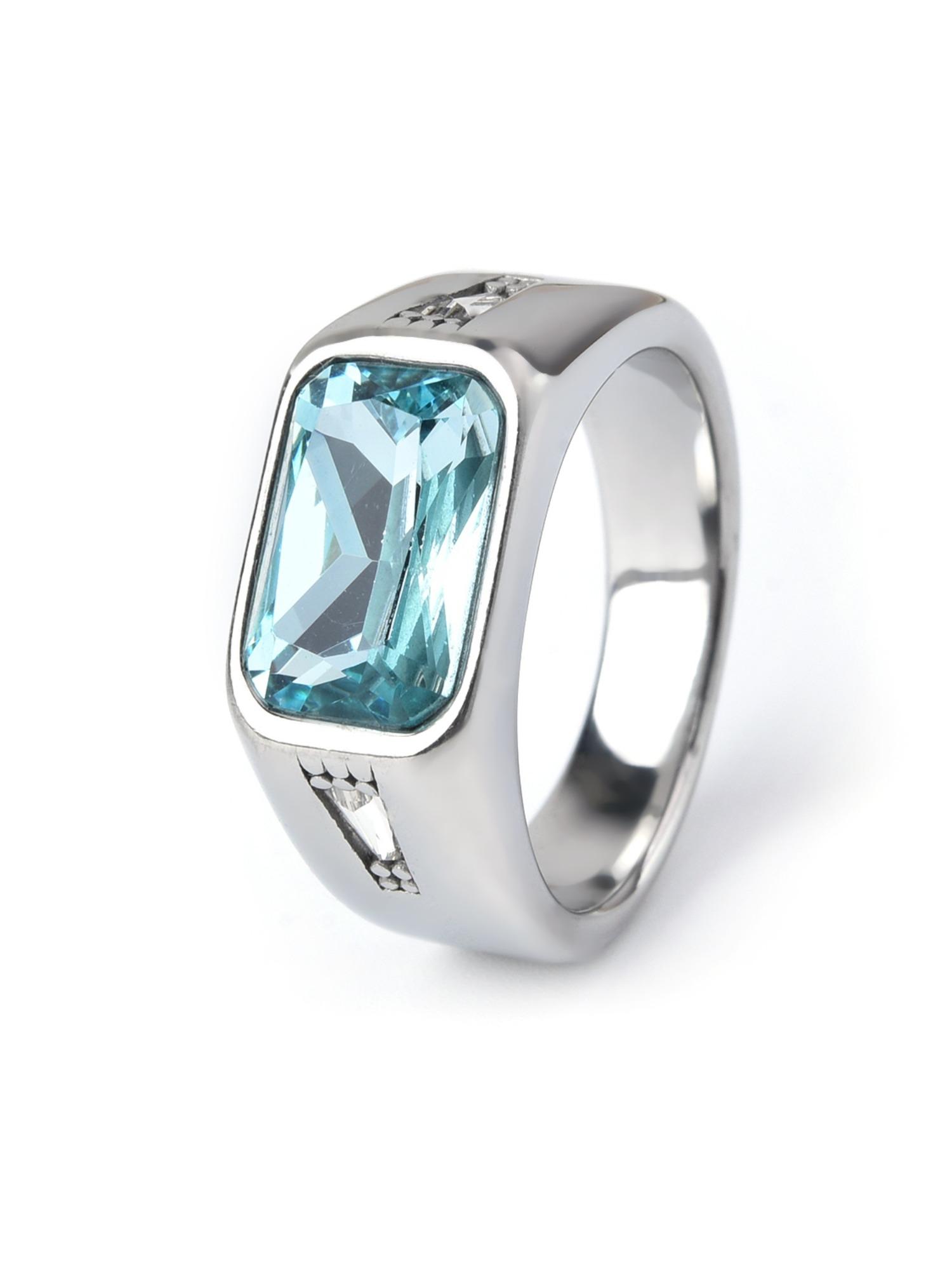 Men's Casual Stainless Steel Ring, Red Corundum Gemstone Accent, Minimalist Design Showcases Personality