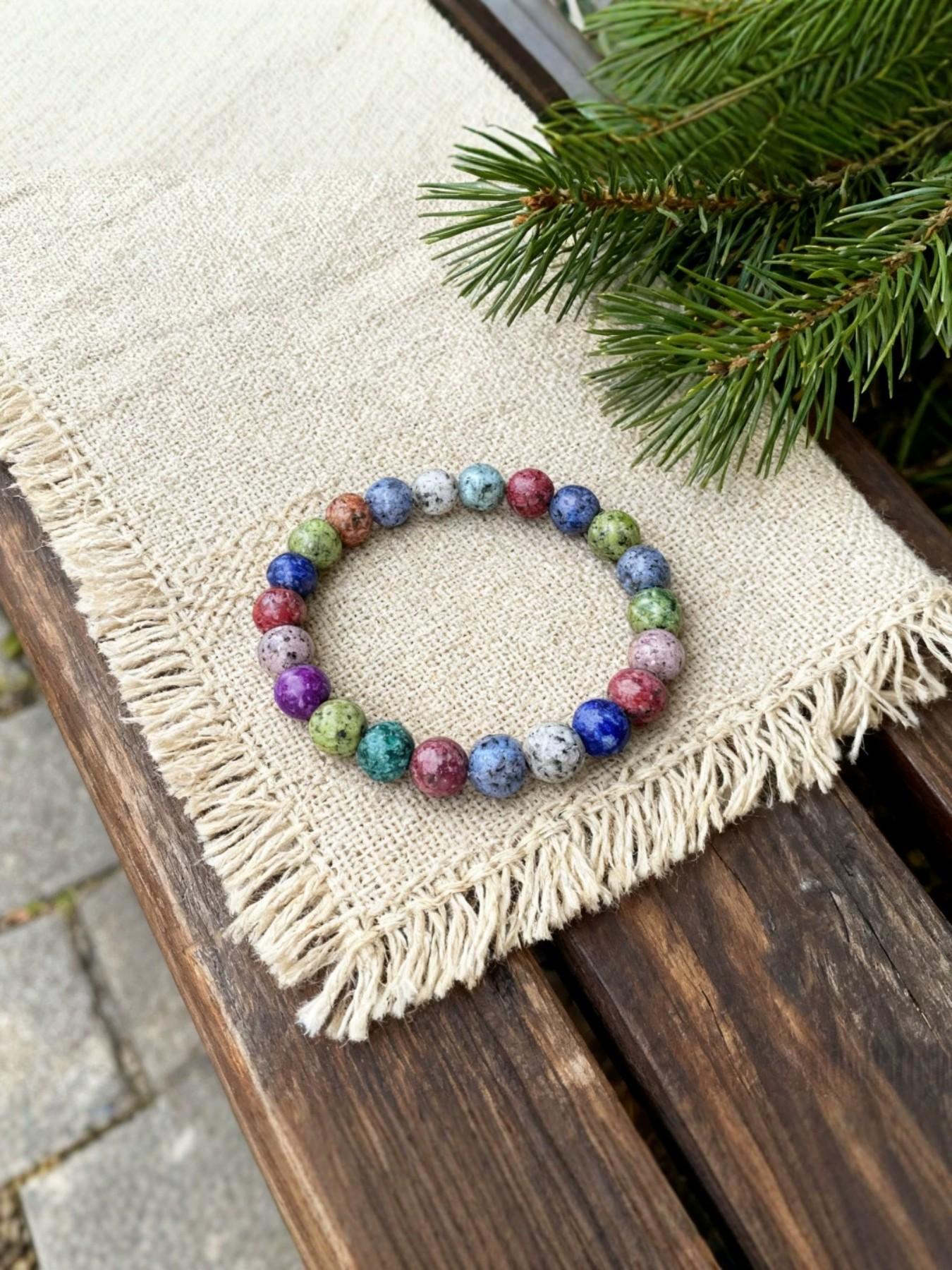 Seven Chakra Natural Crystal Bracelet, Spiritual Healing, Multicolor Energy Stones, Promotes Mental Health and Emotional Stability