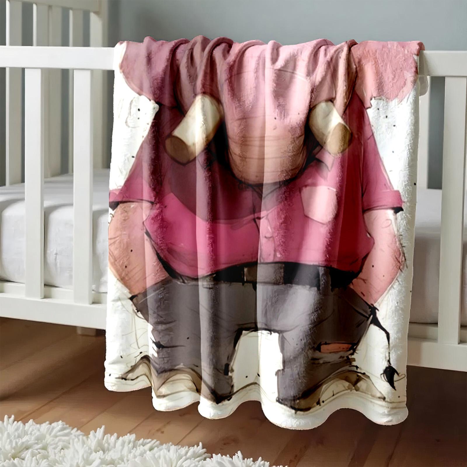 1 piece Angry Elephant Character Design and Personality Image_1013 themed flannel blanket - Modern design flannel blanket, suitable for sofas and beds, all-season use, super soft and comfortable, digital printing, 100% polyester material, machine