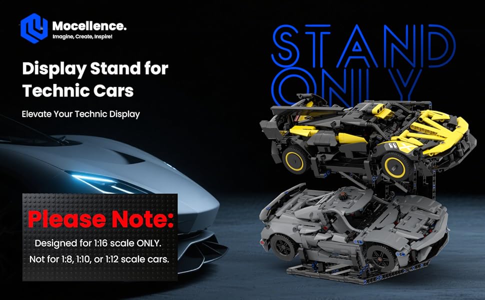 Display Stand for Lego Technic Cars (1:16 Scale Only), 2-Tier Stand for Lego Car 42204 42205 42173 42161 42138 and More, Display Building Set for Boys, Girls, Adults, Ages 6+