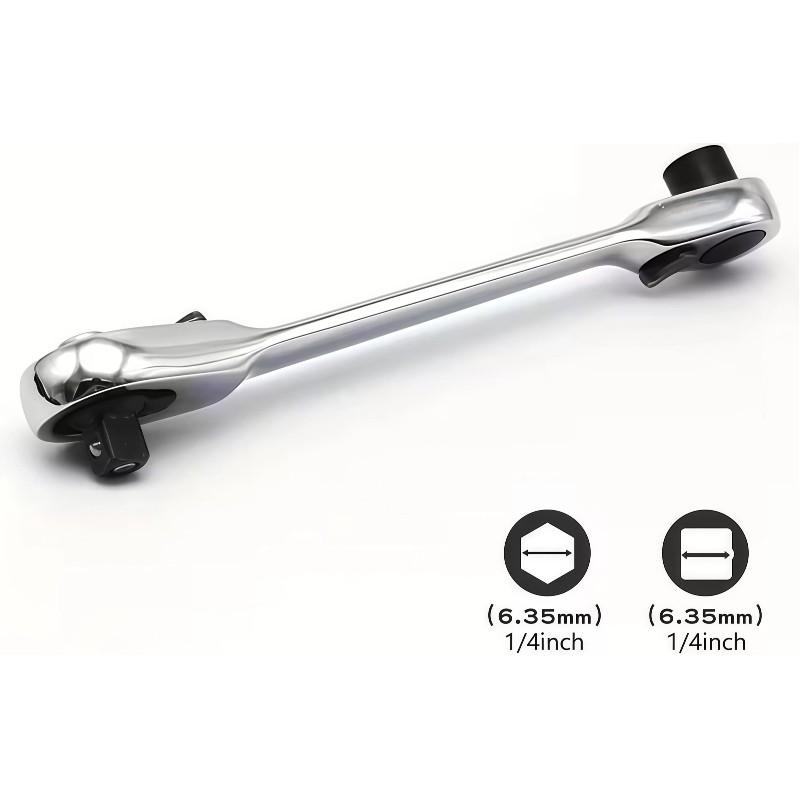 72 Tooth Dual Head Mini Socket Wrench, Two-In-One Quick Release Adjustable Combination Tool, Mechanically Chromovanadium Steel Forging, Ratchet Combination Wrenches