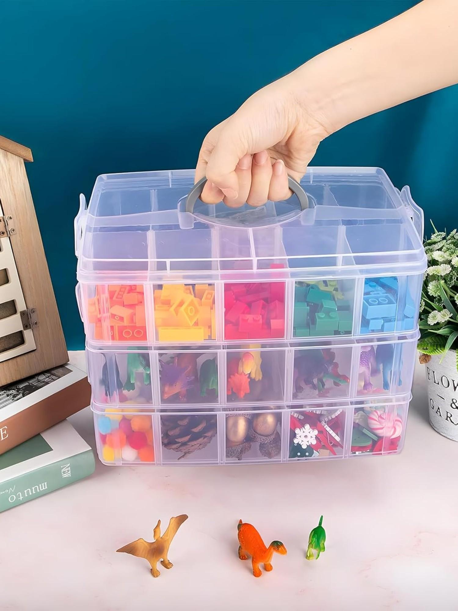 Three-Layer Stackable Storage Container Box with Dividers, 30 Compartments, Bead Organizer for Art Crafts, Jewelry Storage Solution