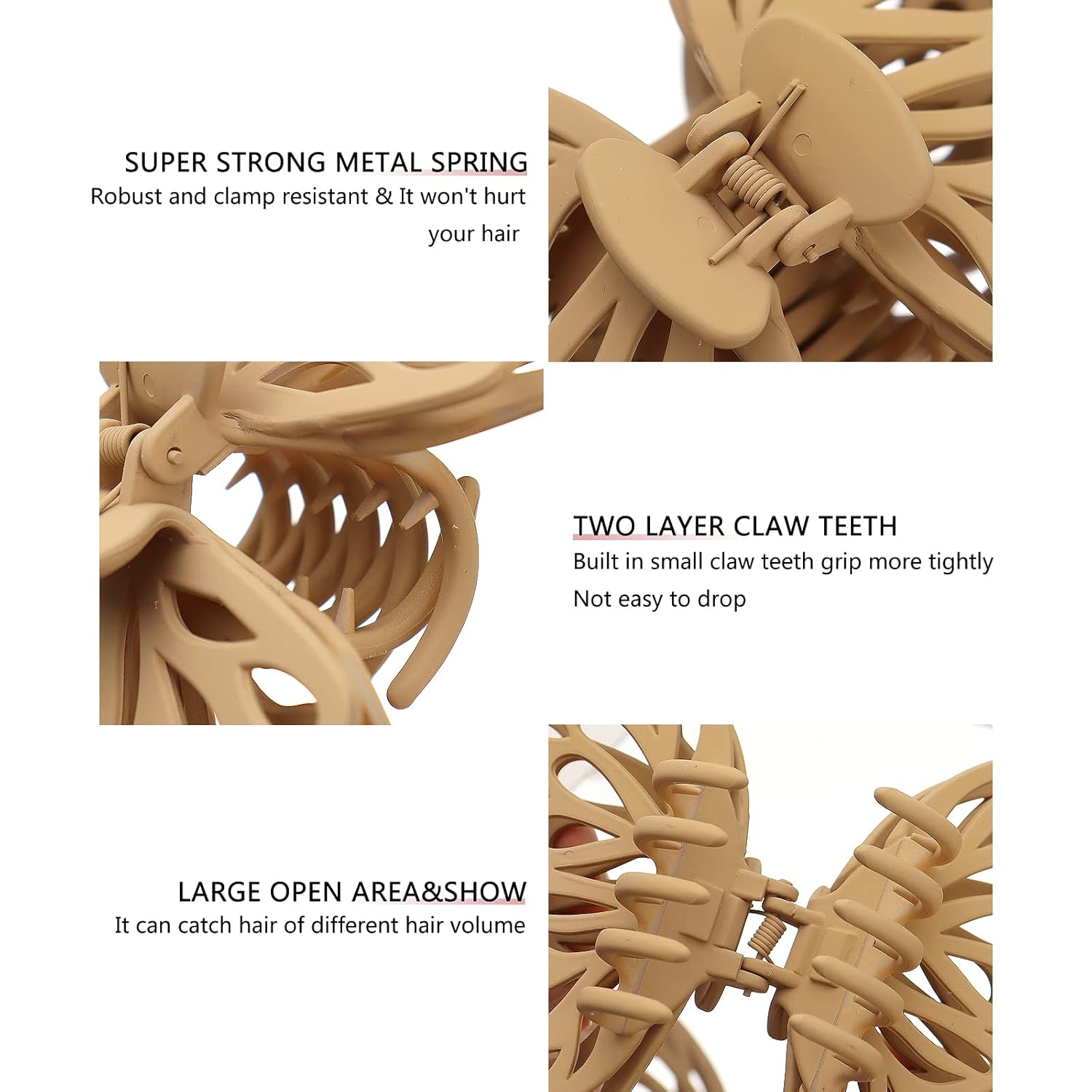 3PCS Butterfly Claw Clips for Women, Cute Aesthetic Matte Hair Clips Set, Strong Hold for Thick & Medium Hair, Non Slip Large Hair Claws, Y2K Trendy Hair Accessories for Daily Wear & Gifts