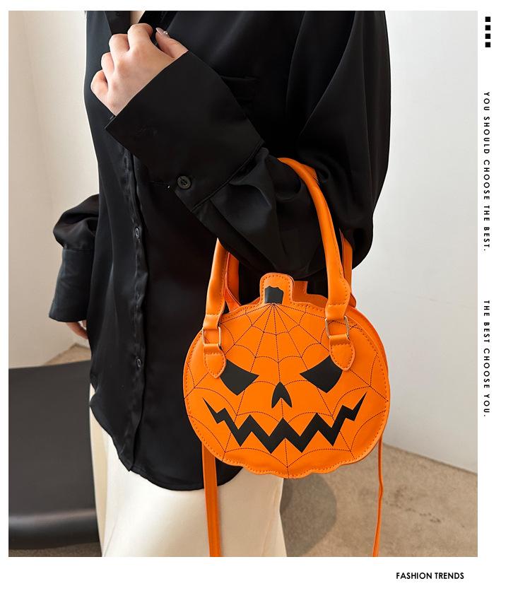 2026 New Halloween Pumpkin Bag, Contrast Color Simple Handbag, Funny Novelty Shoulder & Crossbody Bag for Women