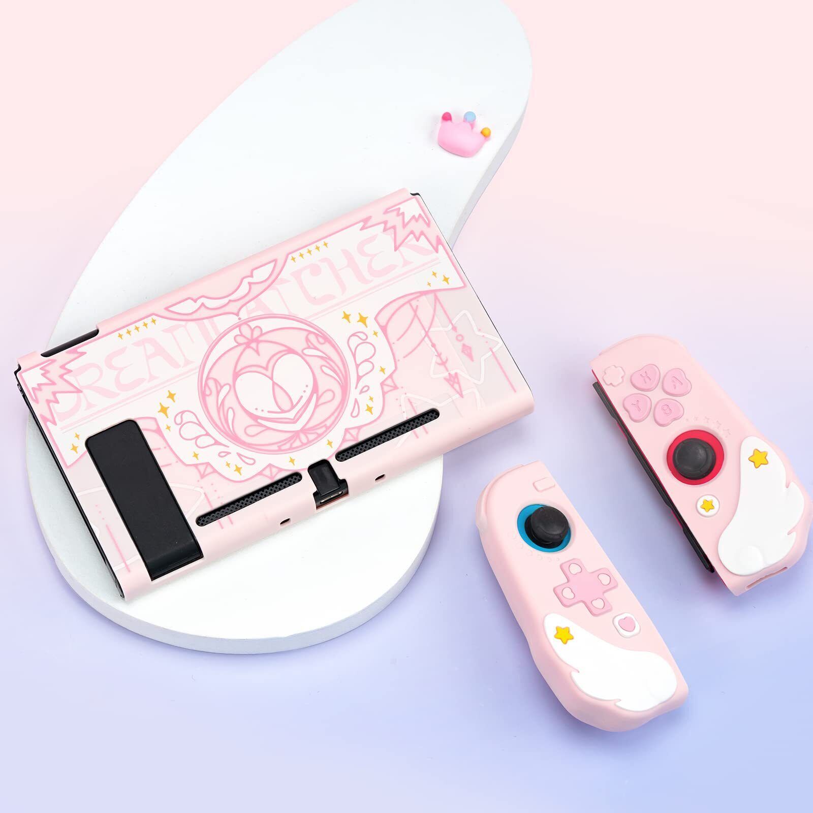 GeekShare Protective Case Compatible with Nintendo Switch / NS  Oled Console Accessories and Joy Con- Slim Cover Case Charging Dock Case with Ergonomic Design for Switch Model - Star Wings