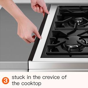 [SUPAFA]  Stainless Steel Stove Gap Covers,Stove Gap Filler,Range Trim Kit, Stove Gap Guards, Heat Resistant and Easy to Clean, Easy retractable Length 13.8" to 27.5", Width 0.79"(2PCS) Adjustable Telescoping，kitchen gadgets