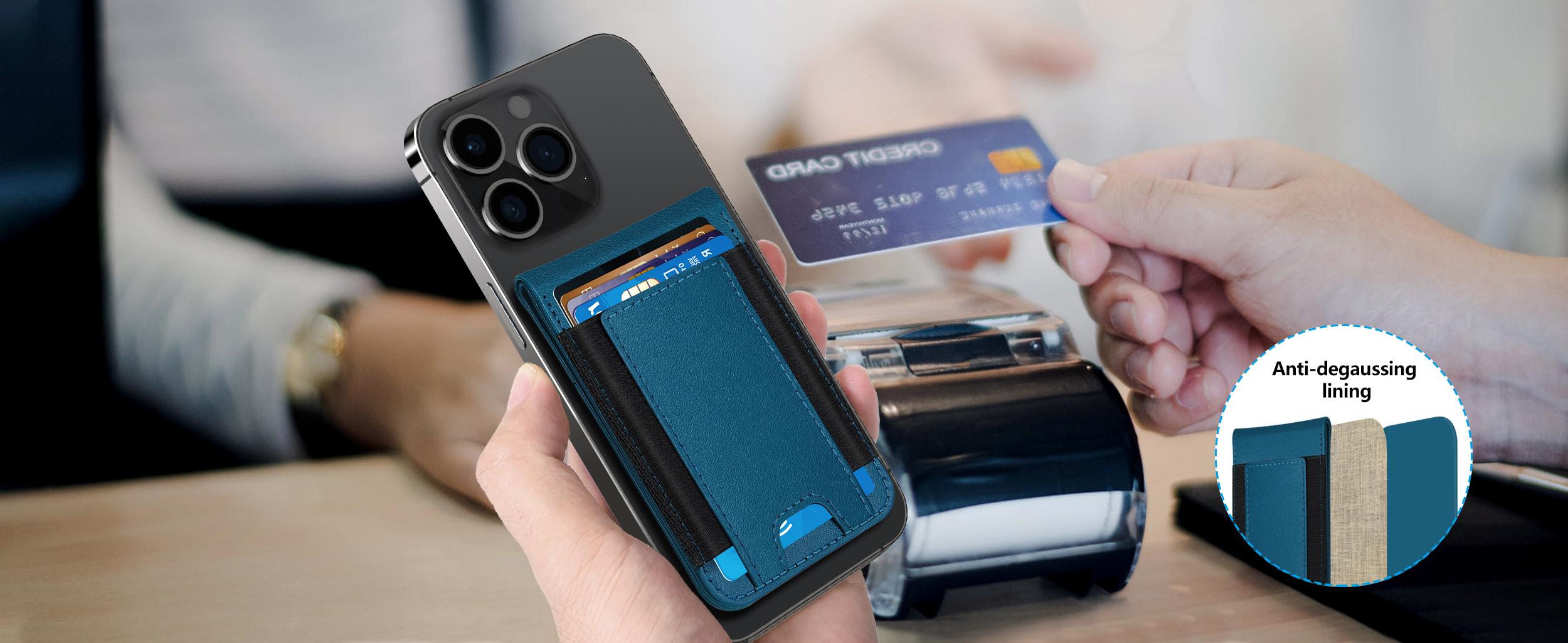 Magsafe Wallet, Works with Find My, Upgrade with Phone Wallet and Adjustable Stand, 3 Card Slots, Magnetic Wallet for Phone 16 15/14/13/12 promax plus Series, Fit 8 Cards, RFID Blocking, Blue Spring Magnetic Greenish