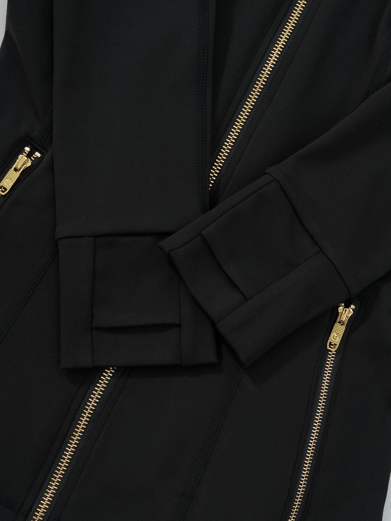 【Golden Zipper】Soft Brushed Women's Sporty Tracksuit Set Sweatsuit Set 【Gardenia Fragrance】, Golden Zipper Jacket with Pockets & Yoga Pants, Thumbholes Design, Casual Wear for Women