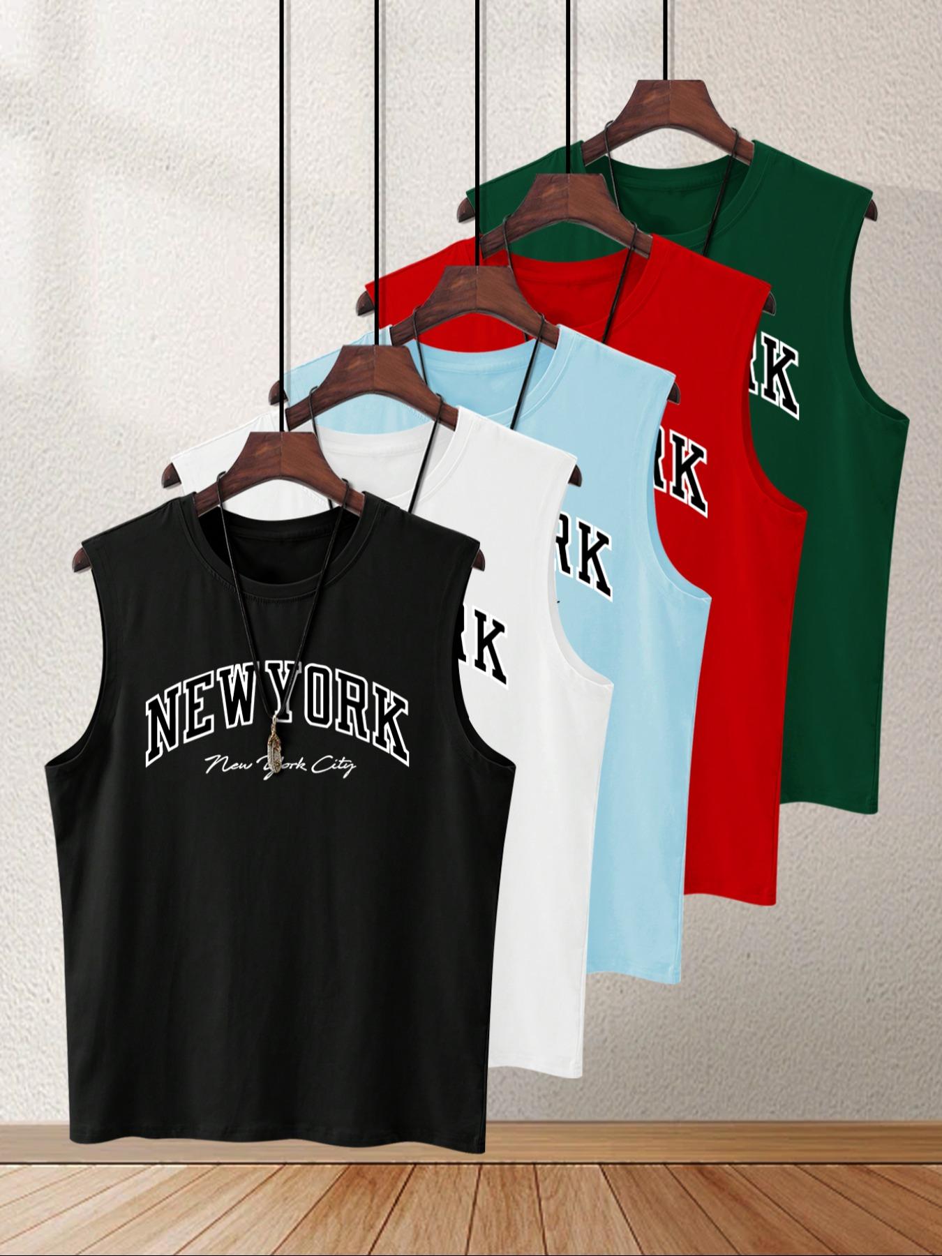 Men's Letter Print Tank Top, Regular Fit Casual Sleeveless Top for Summer, Men's Top for Gym Workout Running, Menswear, Stretch Tank Tops