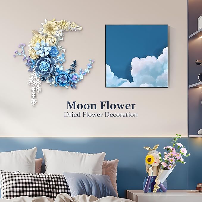 Moon Flower Brand Faux Roses Bouquet Artificial Rose Bouquet Crescent-Shaped Botanical Collection for Adults Kids Unique Décor Table Wall Decoration Home Decor Great Gift for Her Him