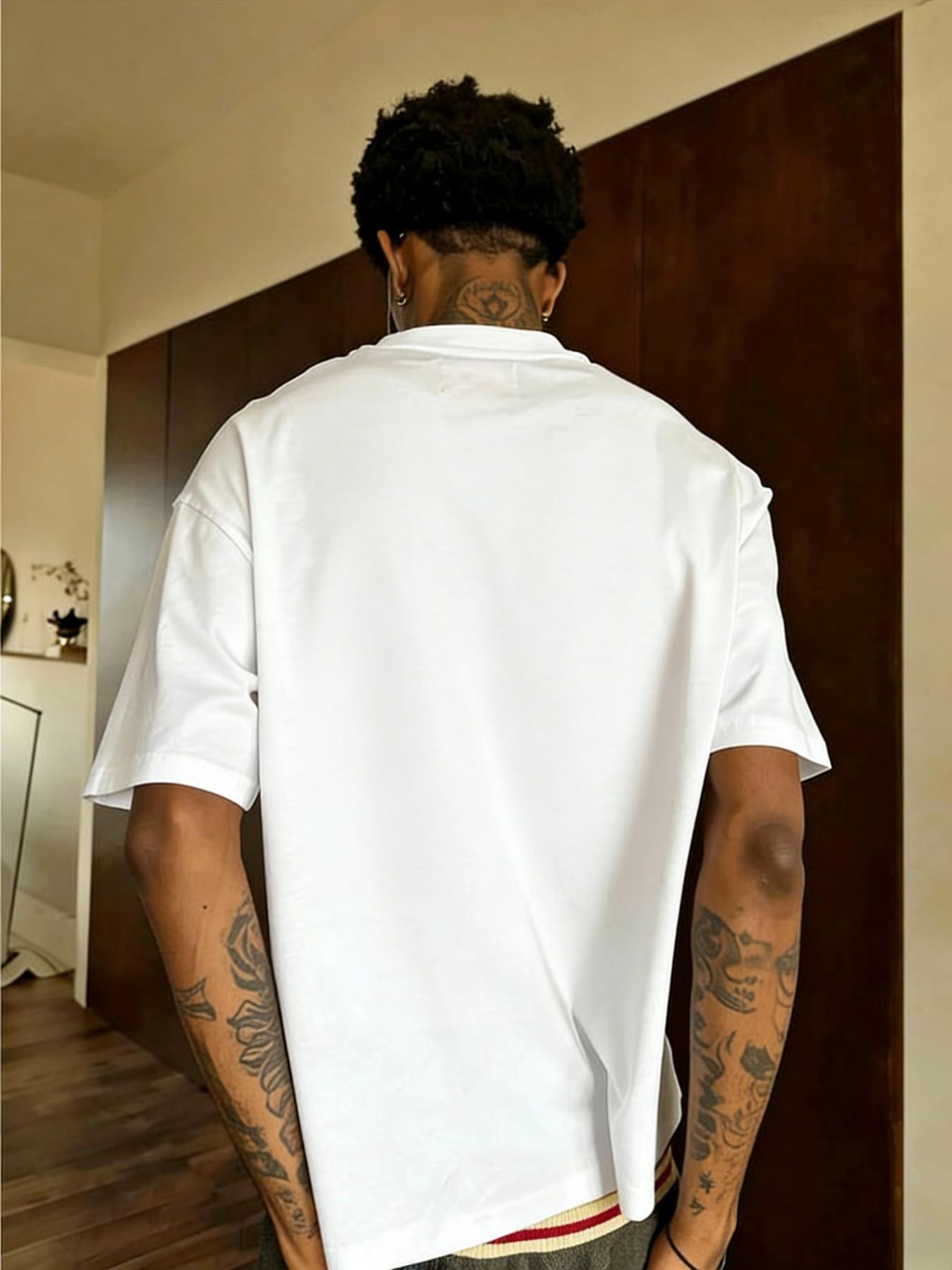 American High Street Vintage Los Angeles Coconut Tree Print Loose T-Shirt, California Style, Casual Fitted Short Sleeve Long Top