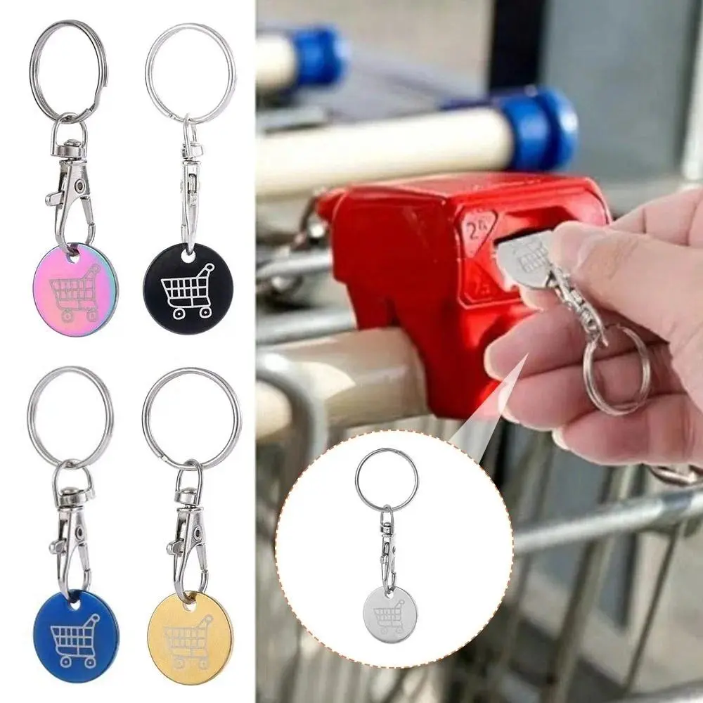 Durable Mini Cart Key Key Chain Metal Portable Shopping Cart Token Removable Trolley Keychain Cart Accessory