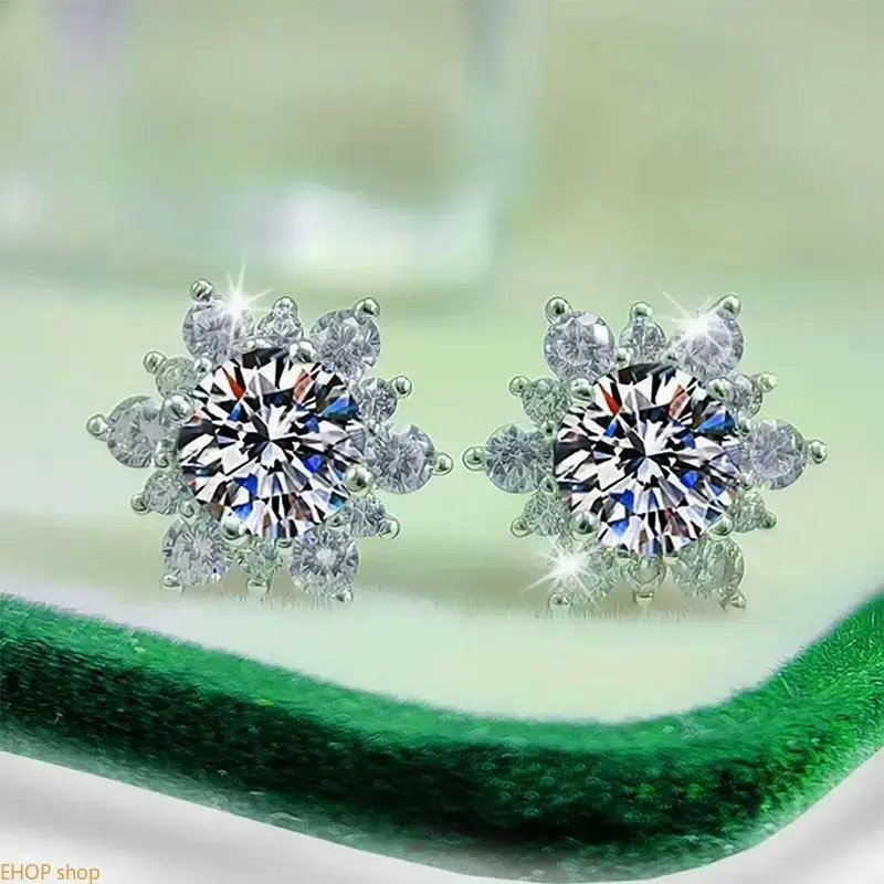 Women's 5A CZ Snowflake Drop Earrings, Cute Sparkling Cubic Zirconia Dangle Jewelry, Elegant Fashion Accessories, Perfect for Christmas Gifting & Party Wear, Gifts