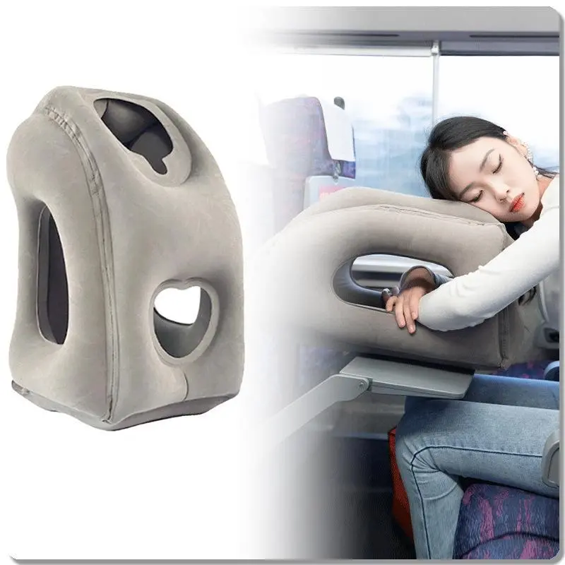 Inflatable Airplane Bed Pillow with Arm Holes, Breathable Travel Nap Pillow for Comfortable Sleep on Long Flights
