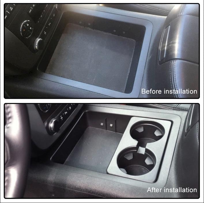 G-PLUS- Dual Cup Holder Insert Fit For 07-14 GMC Cadillac Chevy Rear Seat Center Console coinholder