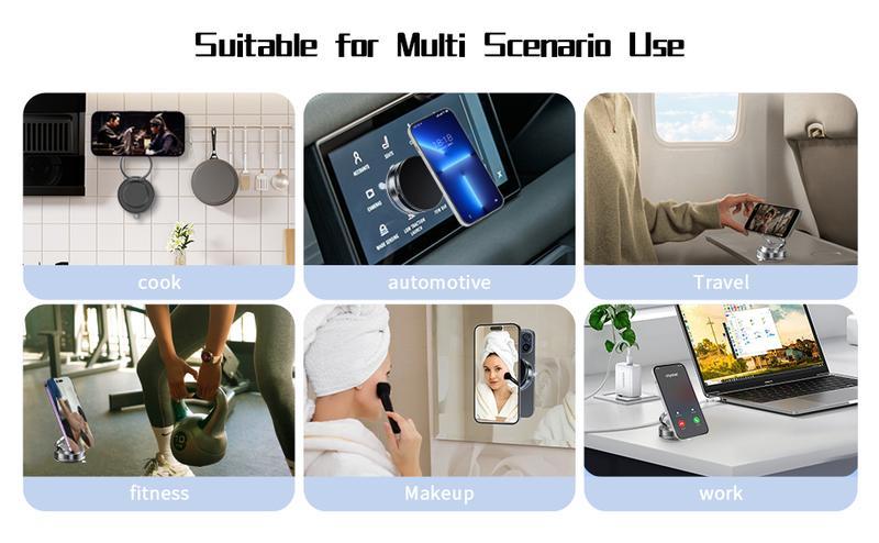 360° Vacuum Magnetic Phone Holder, Hands-Free ,for outdoorfun/Mirror/Shower/Smooth Surface,Strong Suction Cup Magnetic Car Phone Holderfor All Smartphones & All Car Models adjustable