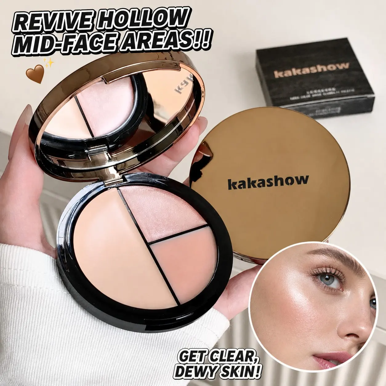 Three-Color Transparent Multi-Purpose Palette, Natural Coverage Concealer for Dark Circles and Acne Marks, Versatile Makeup Corrector
