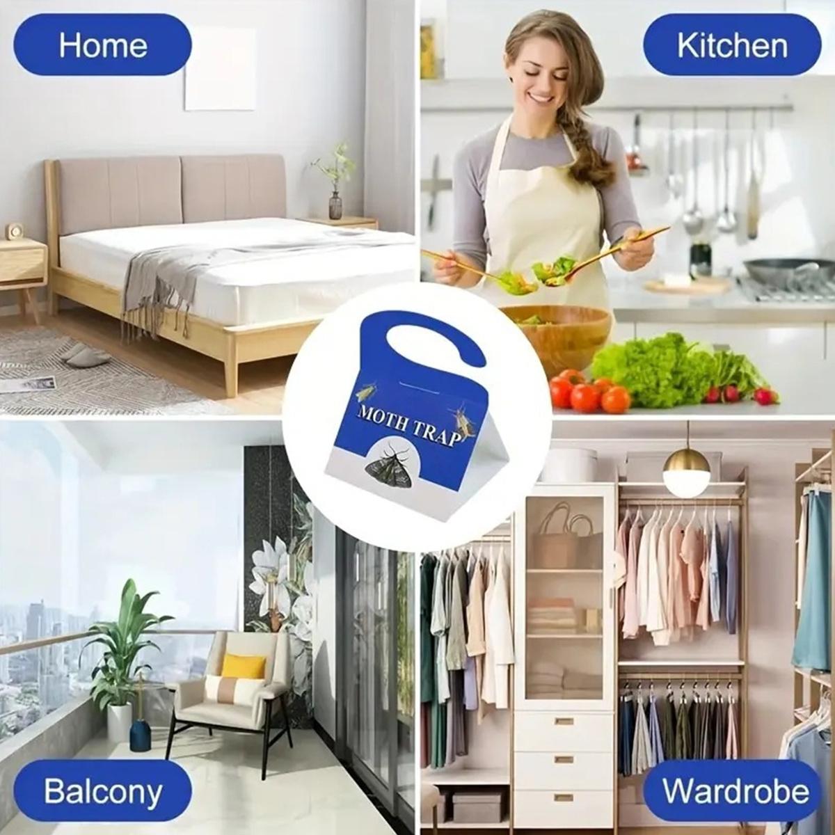 5-Pack Clothes & Carpet Moth Monitoring Traps Pheromone Sticky Moth Traps Set, Non-Toxic Glue Trap, Efficient for Closet Textile Moths & Food Storage Cupboard Moths for Wardrobe | Premium Moth Monitoring Catchers Indoors Moth Traps