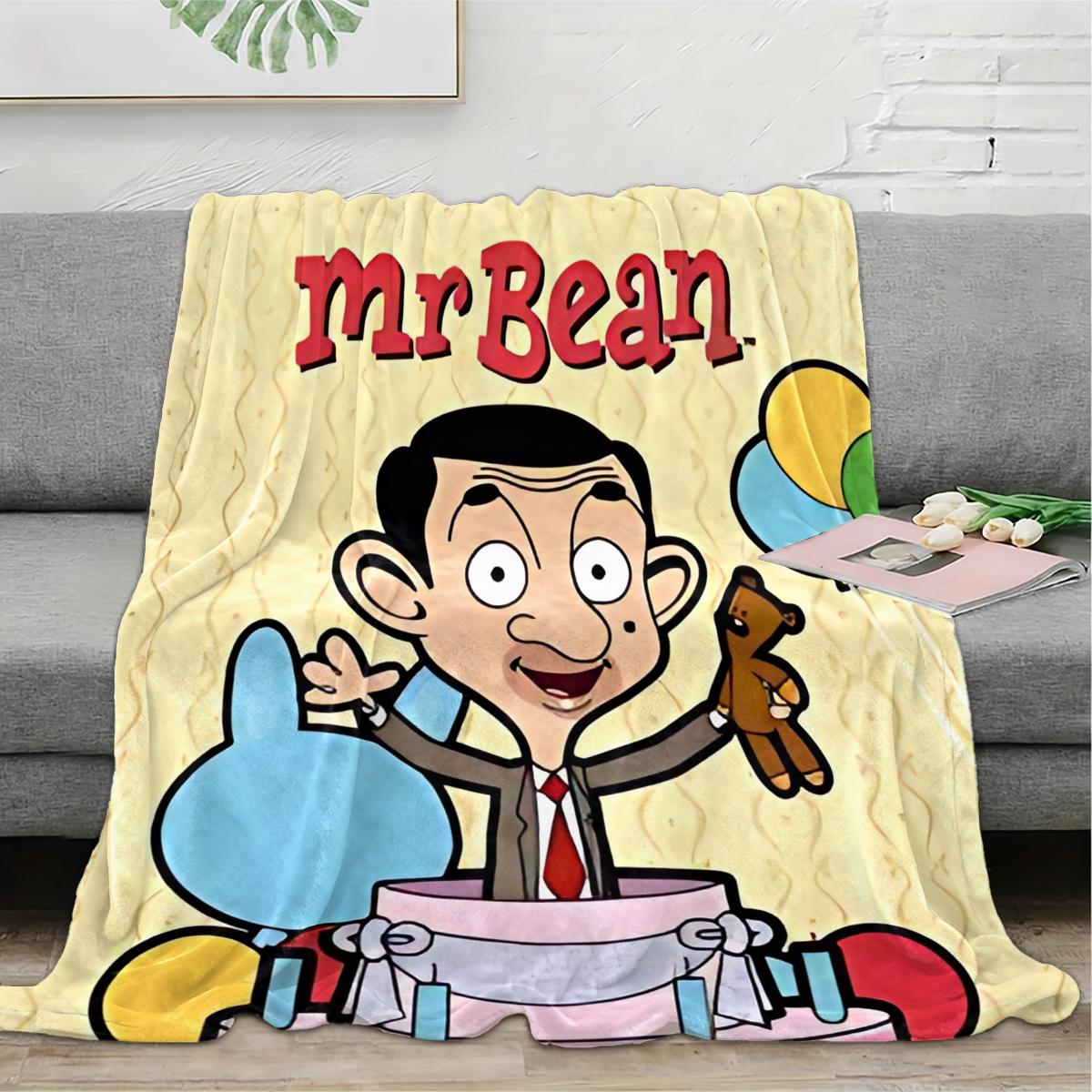 Mr. Bean design  flannel blanket, exclusive gift for home, office, camping travel, personalized pattern design, modern style, soft texture