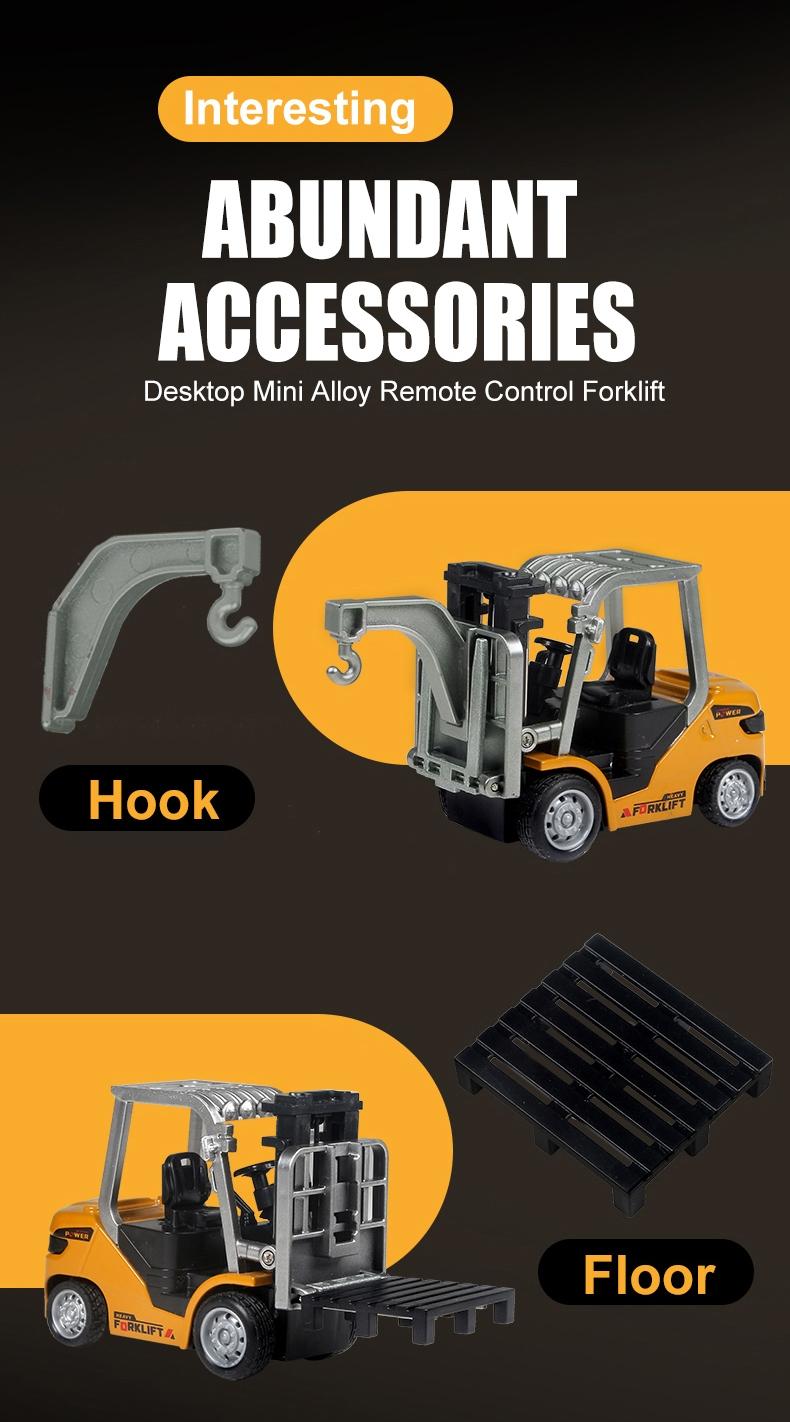 Mini Dump Mini Forklift Toy, 1:64 Scale Truck Remote Control Car with Lights, Electric Construction Vehicle Toy, Fun Birthday Christmas Gifts