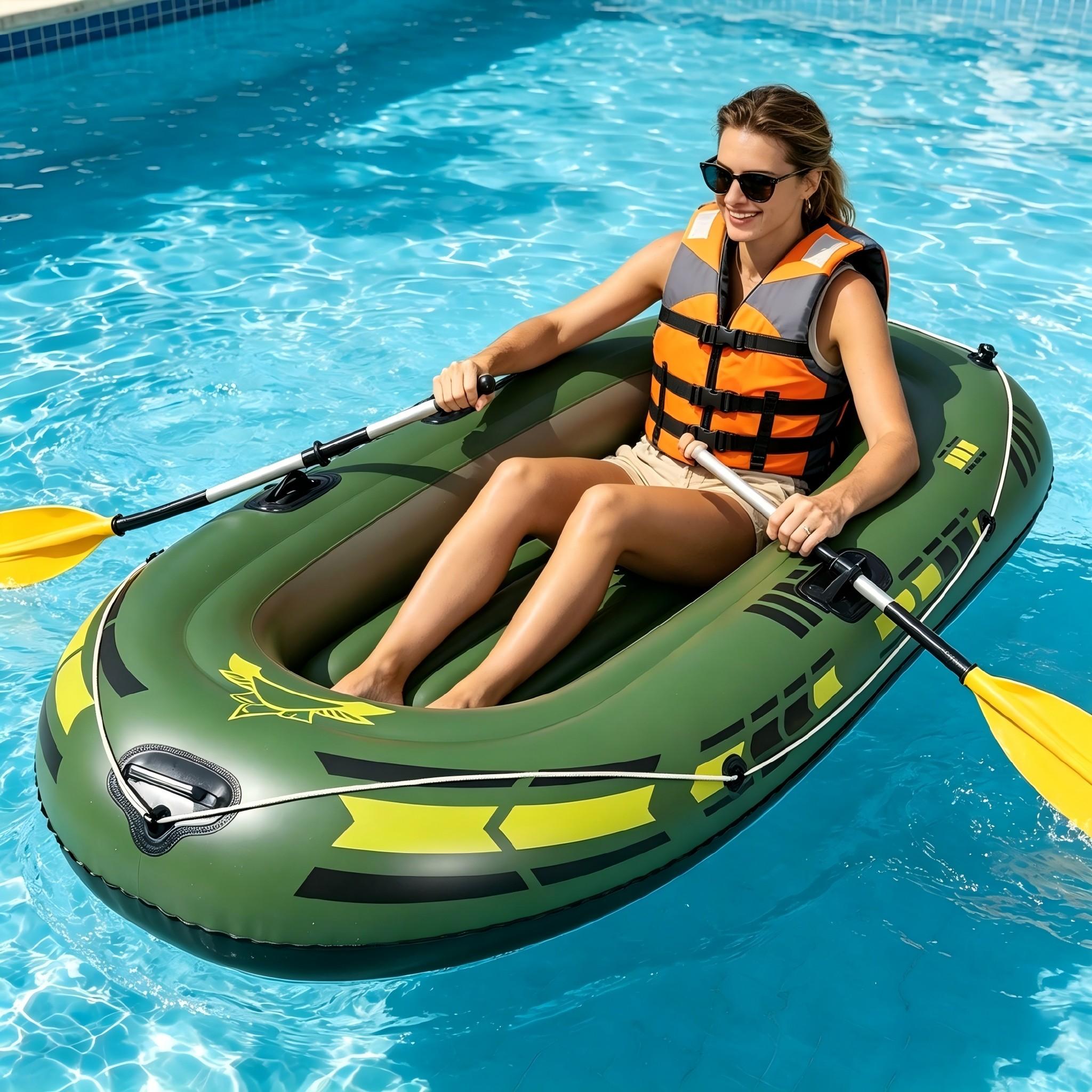 Inflatable Kayak for Fishing, Rafting, and Summer Fun, Thickened Water Sports Paddle Boat with Handles, Family Outdoor Activity