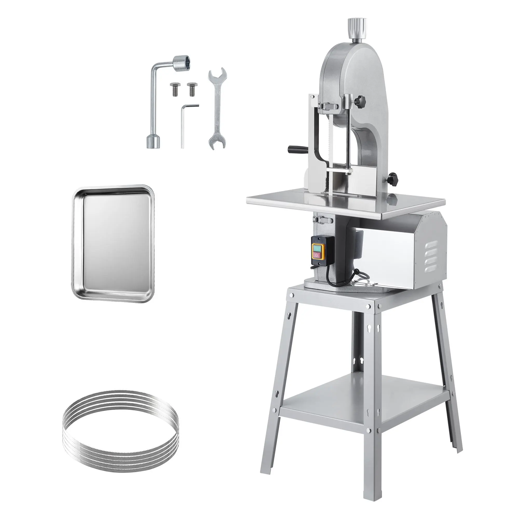 Corded Power Electric Meat Band Saw for Commercial Users - Heavy Duty Bone Slicing Machine - Adjustable Cut Thickness - 5 Blades Included