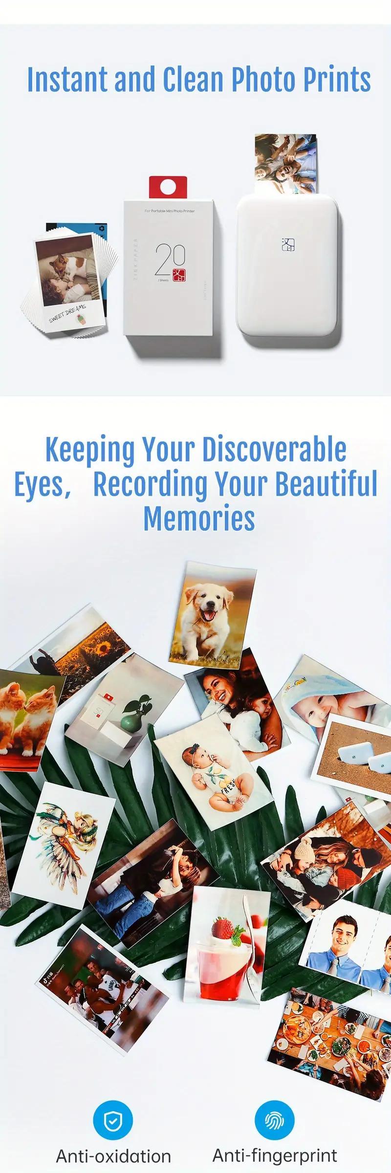 HPRT Mini Wireless Portable Color Photo Printer for Smartphone, Pocket-Size, Zink 2x3 inch, Peel-Off Stickers, Bluetooth, Compatible with iOS and Android Devices