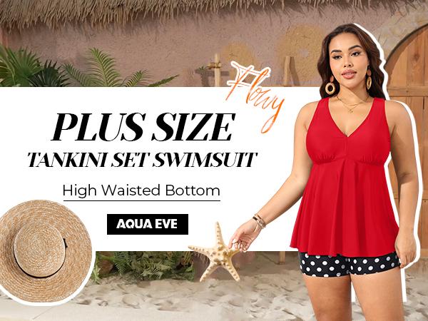 Aqua Eve Plus Size Swimsuits with Shorts Two Piece Tankini for Women Flowy Bathing Suits Athletic Swimwear Aqua Eve Plus Size Swimsuits with Shorts Two Piece Tankini for Women Flowy Bathing Suits Athletic Swimwear
