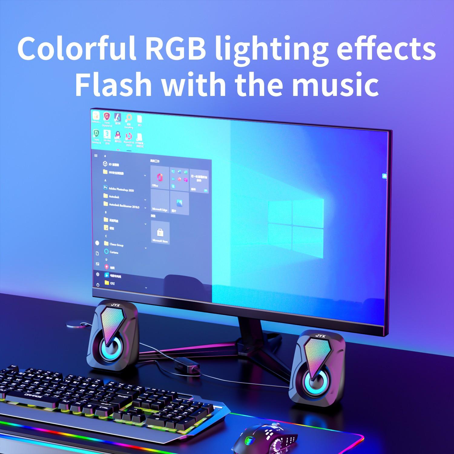 USB Computer Speaker System with Bass Boost Mode, USB Audio Output, Compatible with Smartphones, Tablets, Laptops, Game Consoles