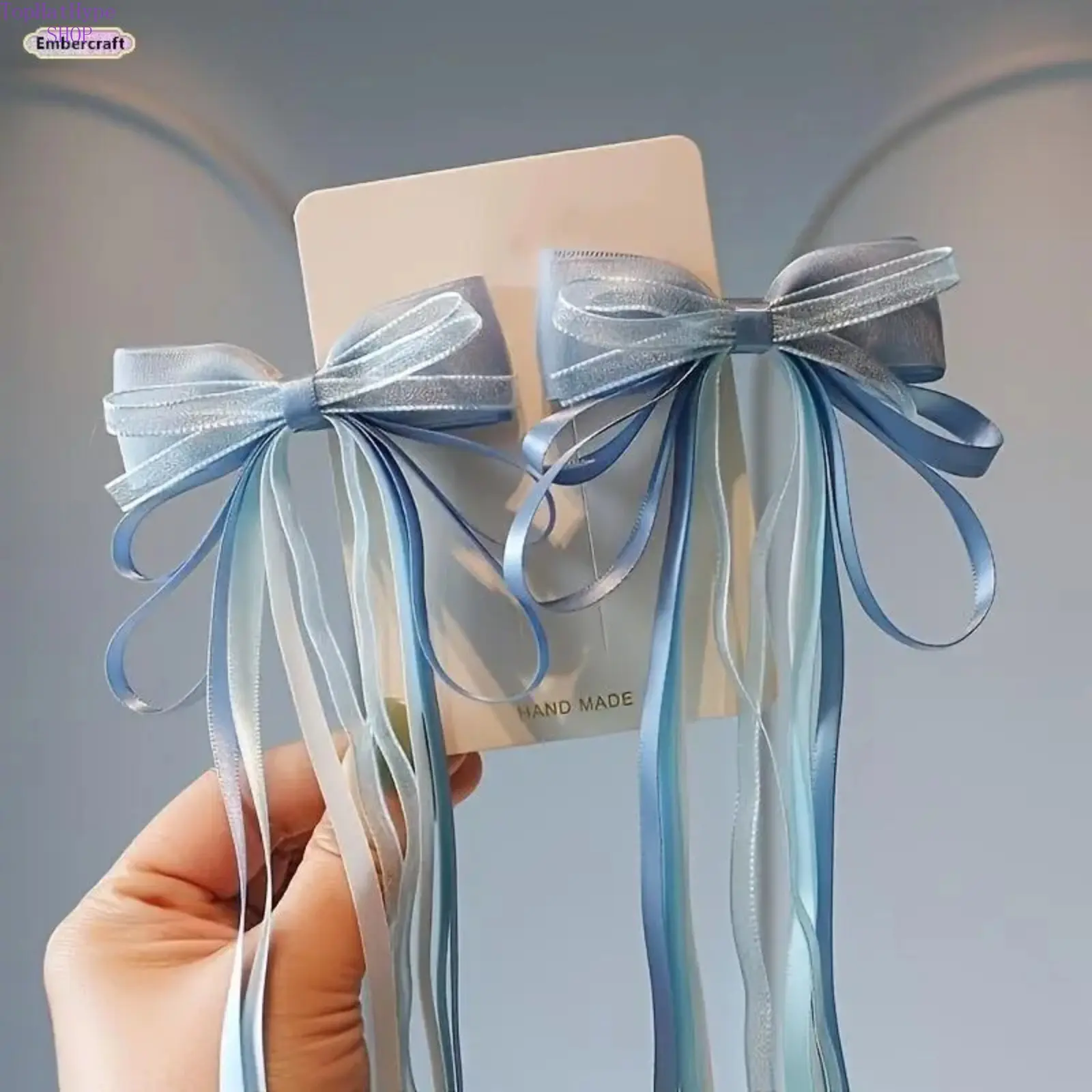 Women Retro Bow Knot Hair Clips, Woven Ribbon Tassel Barrettes, Elegant Vintage Hair Accessories in Blue & Pink, Lightweight Decorative Hair Pins for Daily Wear Birthday Party, Sweet Fashion Gift for Girls