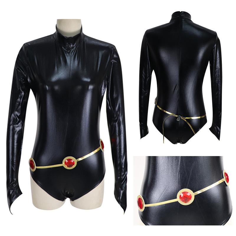 Women's Teen Titans Raven Cartoon Character Cosplay Jumpsuit with Purple Cloak & Belt, Halloween Easter Garment for Girls (Toys & Hobbies DIY Specialty Supply)