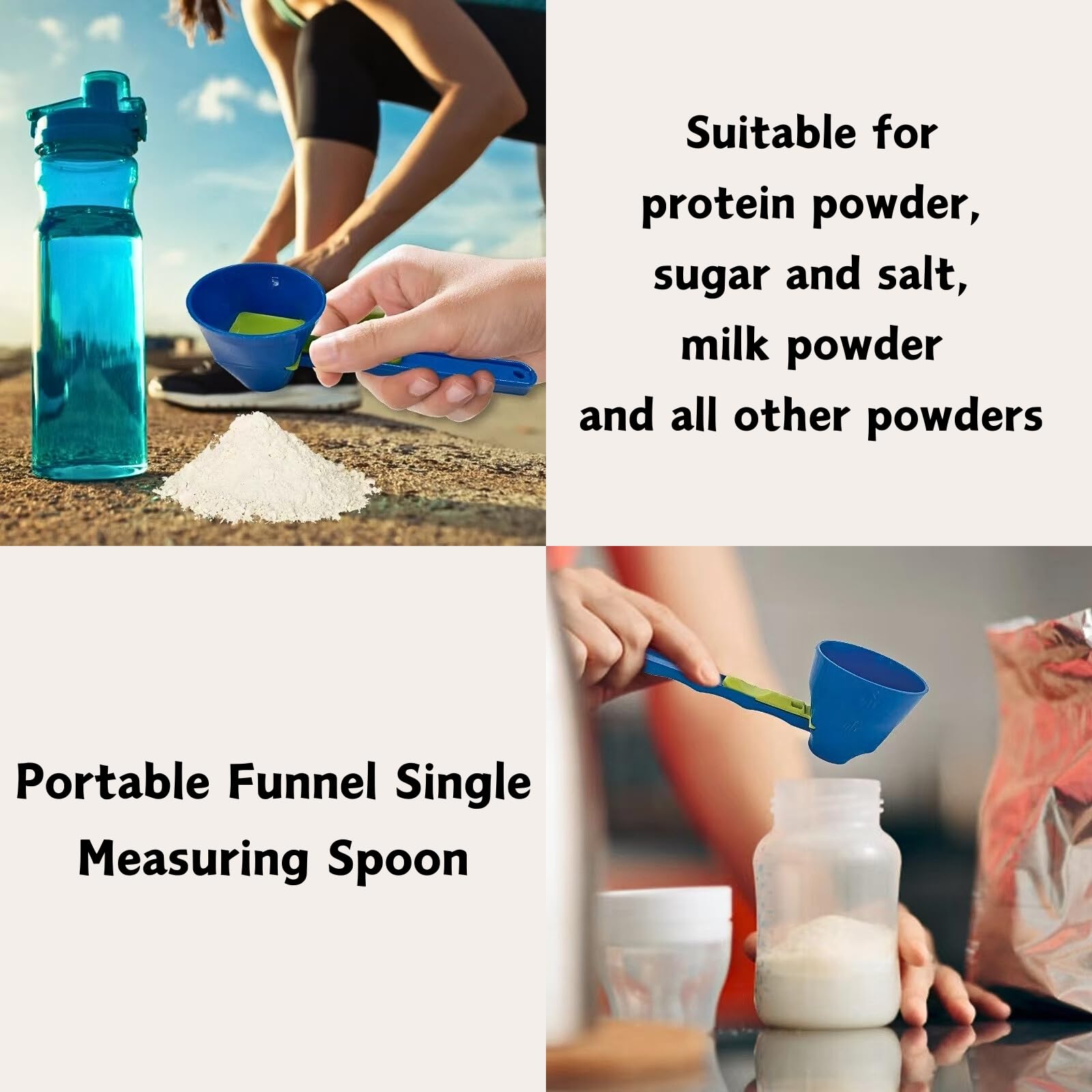 Measuring Spoon Funnel Set, 2 Counts/set Spill Proof Portable Measuring Spoon Funnel, Kitchen Measuring Tool for Protein Powder, Coffee, Milk Powder