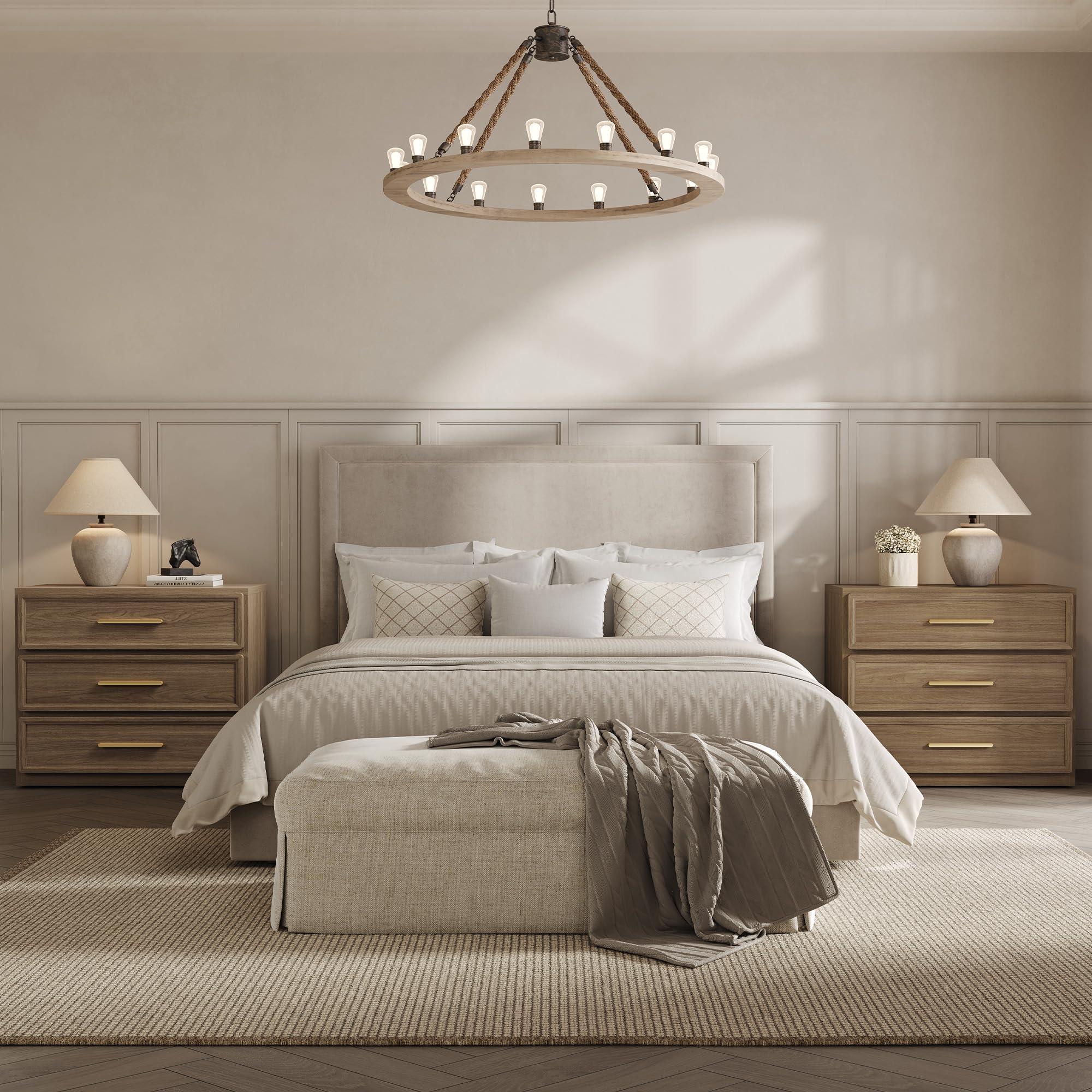 SICOTAS Night Stand Oversized Extra Large Nightstand Tall Bedside Side Table with 3 Drawers