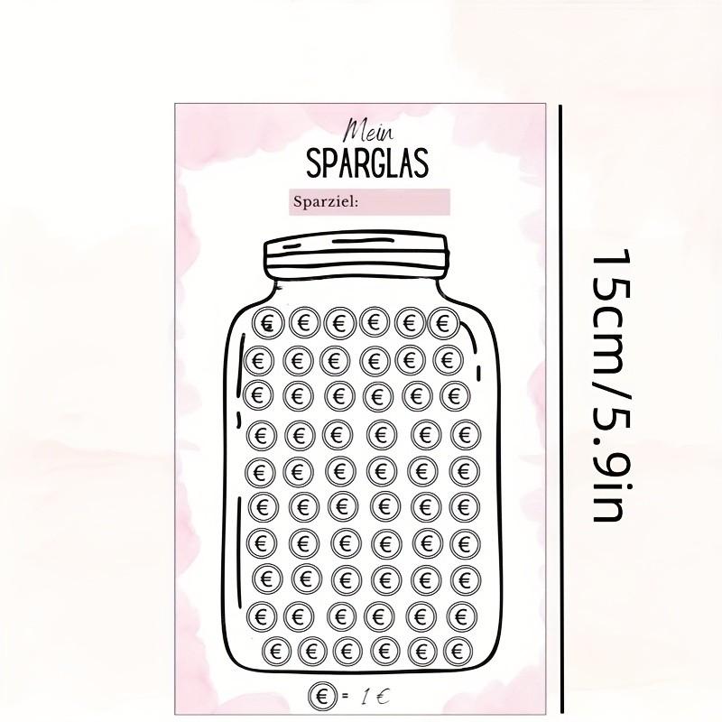 German Savings Challenge Tracker Sheets, Mein Sparglas Visual Saving Cards, Budget Planner Worksheets, Creative Gift, Euro Edition