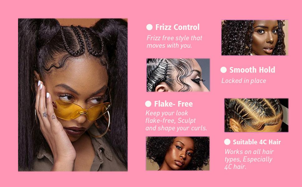 Strawberry Flower Braid Gel 8.8oz - Extra Hold for Twist, Locs, Cornrows, Smooth Frizz, No Flake, Long Lasting  Hair Care High Shine Coconut Oil Haircare