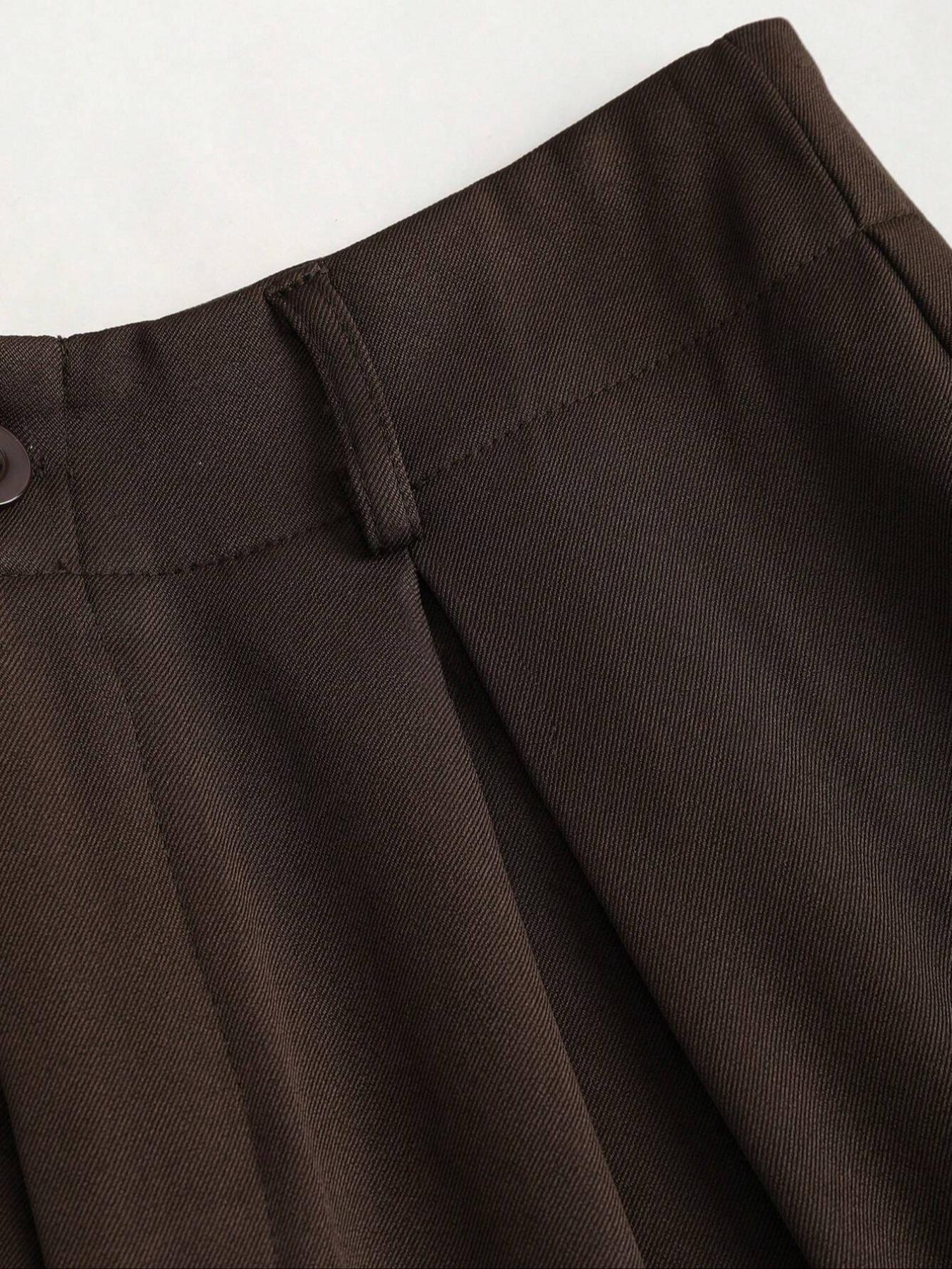 Women's Vintage Elegant Pleated Wide Leg Pants, Casual Chic Bottoms, Comfortable Fabric, All-Season Ideal Choice, Fashionable Design, High Waist