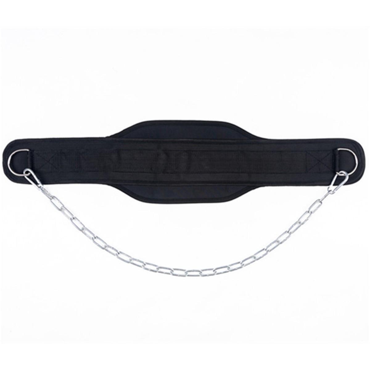 Pull-Up Belt Weighted Dip Belt with Chain, Double D-Ring Weightlifting Back Support Strap, Home Gym Equipment, Waist Belt