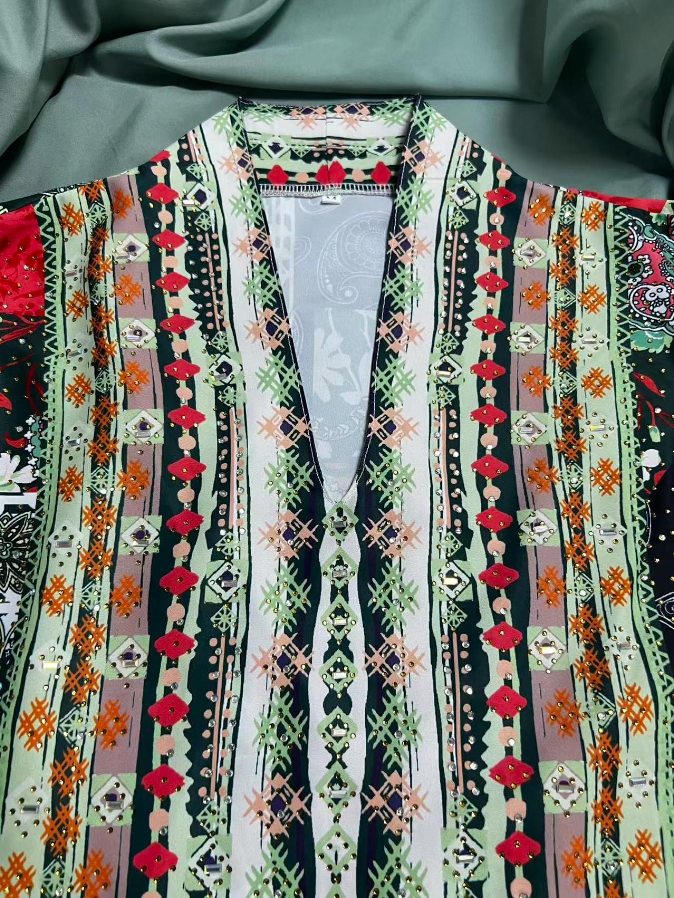 Middle Eastern Ramadan Eid Abaya, Ink Colorblock Cashmere Flower Long Robe, Dubai Style Luxury Kaftan Evening Gown