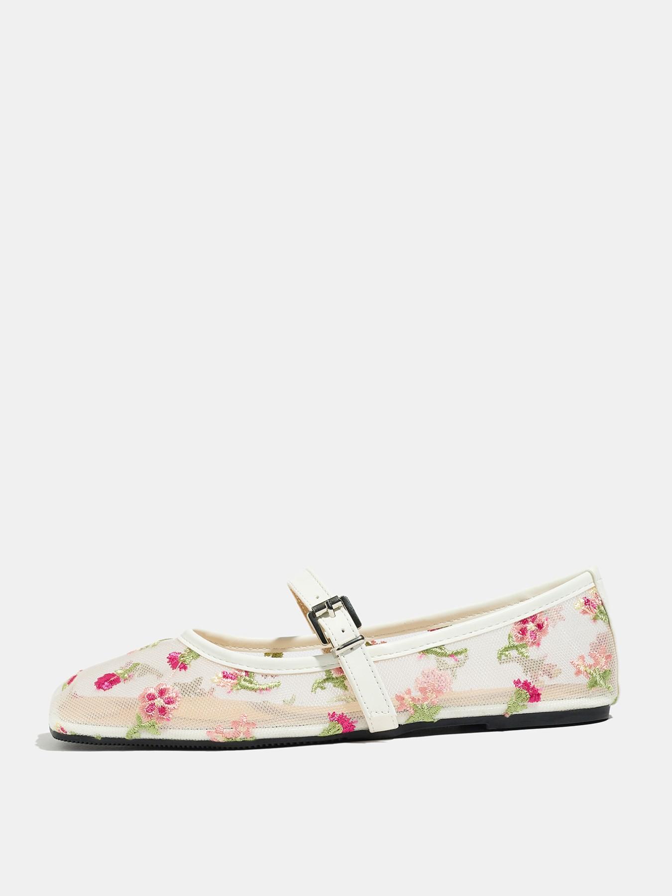 Women's Mary Jane Shoes Summer 2026, Breathable Mesh Low Heel Ballet Flats, Square Toe Casual Outdoor Dance Shoes