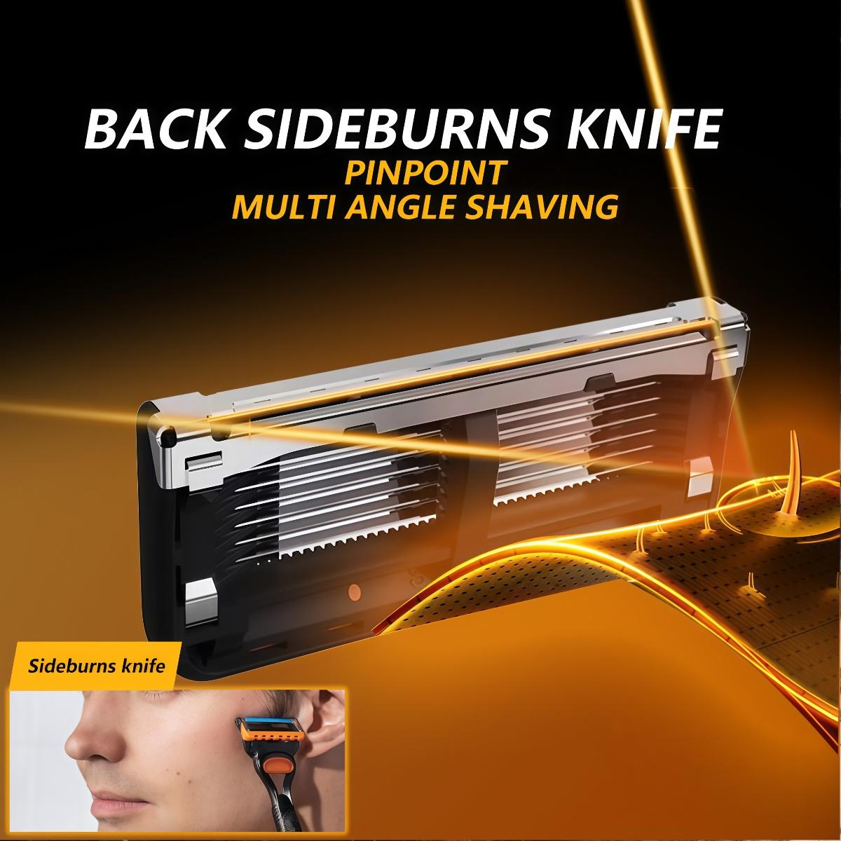 Men's Shaving Razor Set with 1 Handle and 12/24/36/48 Refills, Precision Trimmer, Stainless Steel Blades, Sealed Packaging