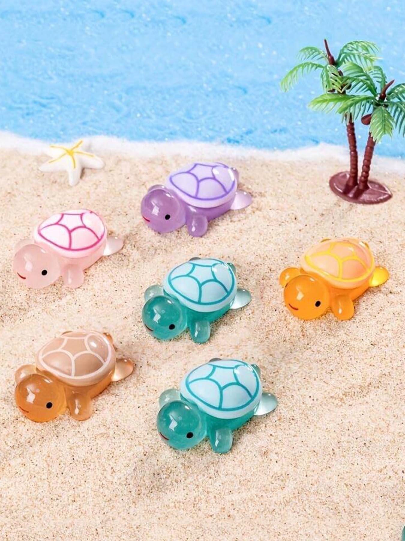 30pcs Glow-In-The-Dark 3D Turtle Figurines, Colorful, Translucent Plastic Decorations For DIY Crafts, Party Favors, Beach-Themed Events, Christmas and Halloween Decorations, Turtle Designs, Gifts For Children, Animal Figurines