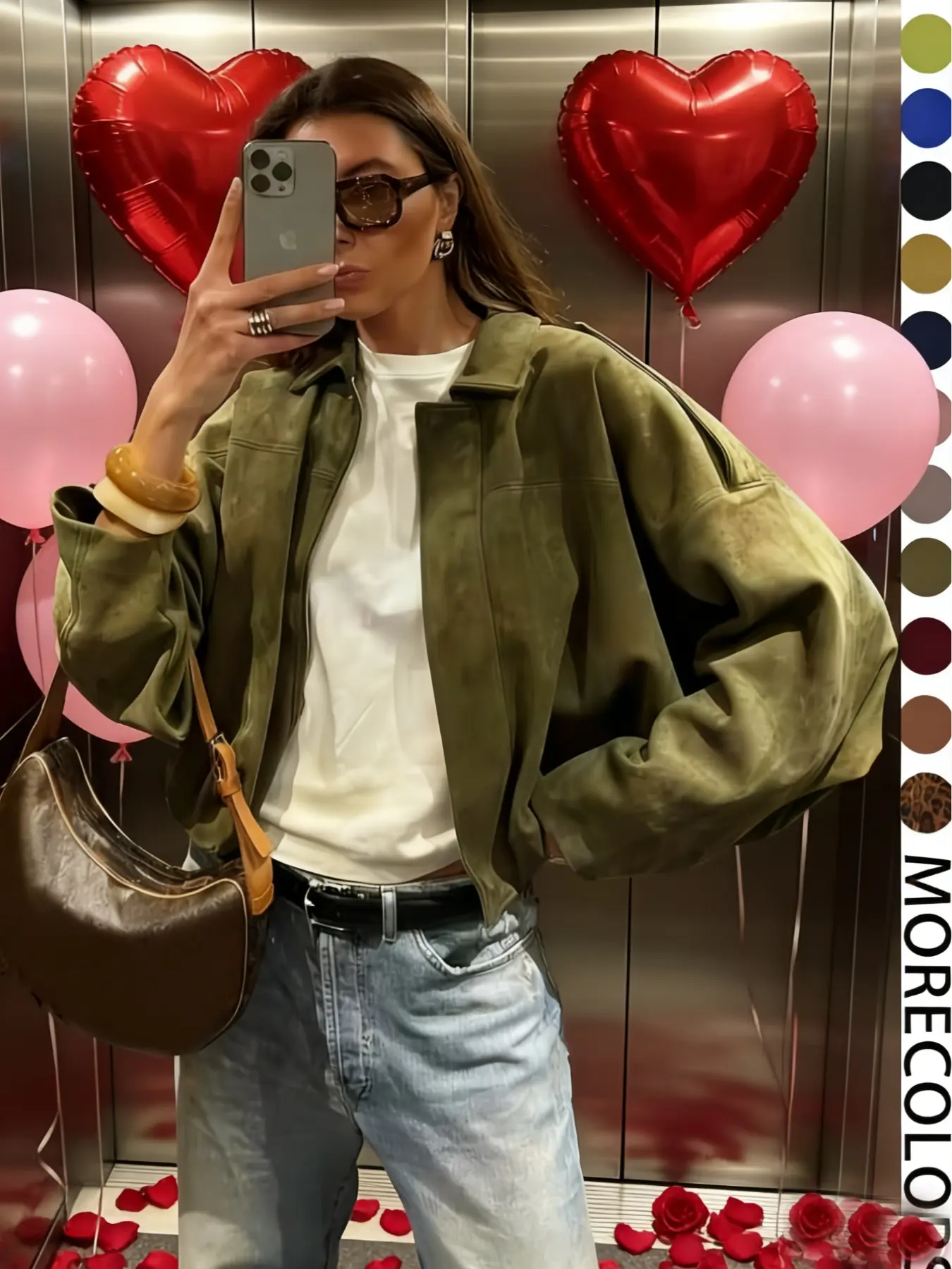 Women's Military Short Jacket, Army Green Casual Loose Fit Coat Outerwear For Spring & Autumn, Everyday Womenswear Basic